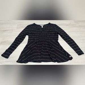Matilda Jane Enjoy The Party Wonderment Black and Gold Striped Tunic Top Size M